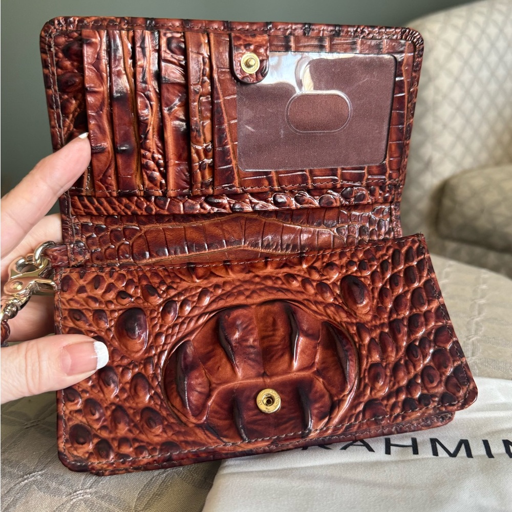Brahmin Caroline Pecan Melbourne Genuine Leather Tote & Matching Wristlet/Wallet - Picture 10 of 12